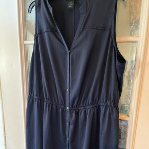 Sleeveless Navy Button Dress